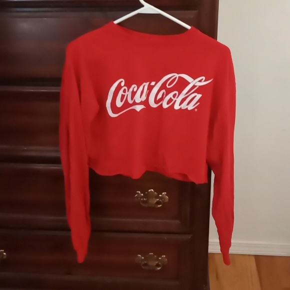 Coca Cola Tops - CocaCola Red Long Sleeve Crop Top